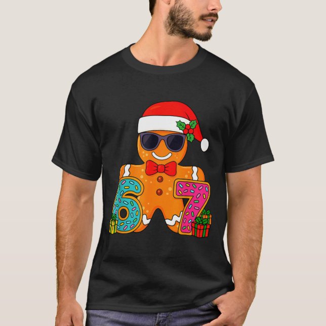 Camiseta Funny Gingerbread Six Seven 67 Ice Cream Drip Chri (Frente)