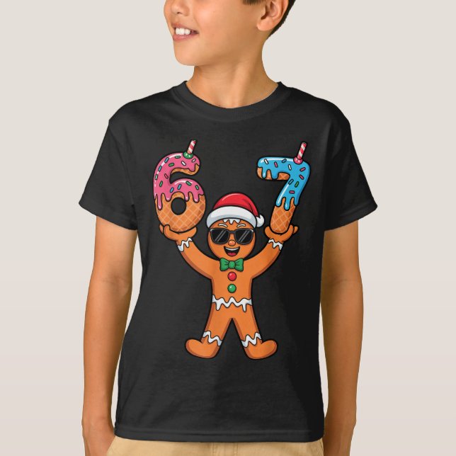 Camiseta Funny Gingerbread Six Seven Meme Christmas Brainro (Frente)