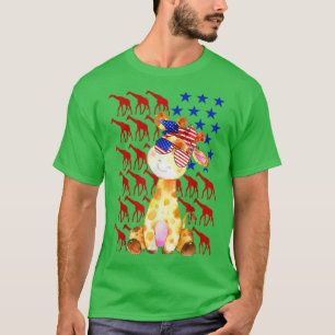 Camiseta Funny Giraffe American Flag Giraffe Lover 4th Of J