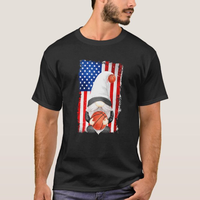 Camiseta Funny Gnomo Patriótico Bandeira Americana Para O O (Frente)