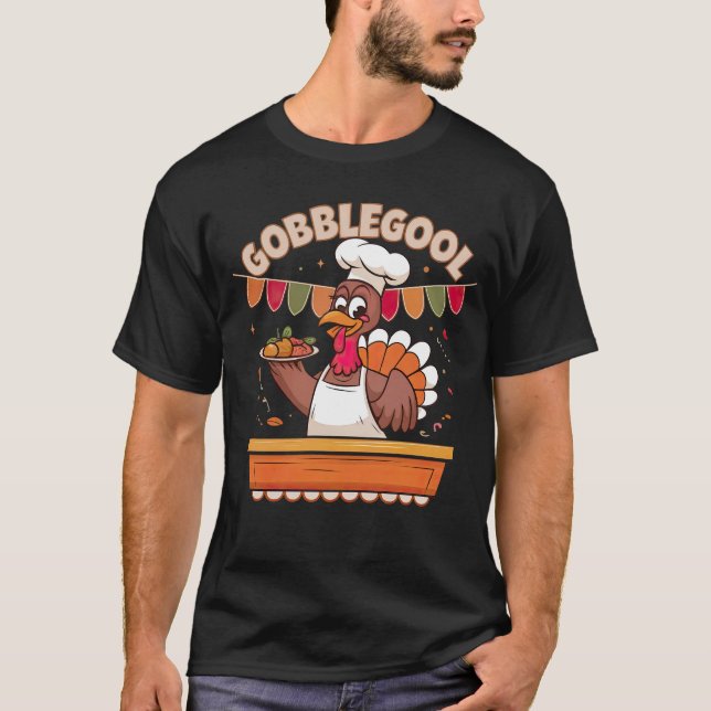Camiseta Funny Gobblegool Turquia Chef Ação de Graças Festi (Frente)