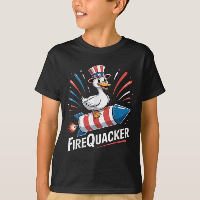Camiseta Funny Goose 4º De Julho Independência Do Firequack (Frente)