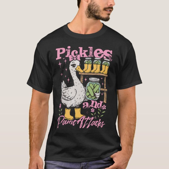 Camiseta Funny Goose Meme Pickle Cucumber Pickles And Panic (Frente)