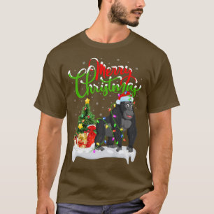 Camiseta Funny Gorilla Amante de os animais Xmas Lighting G