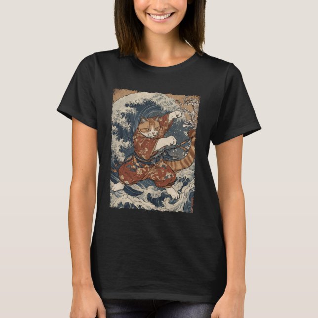 Camiseta Funny Graphic Cat Japanese Anime (Frente)