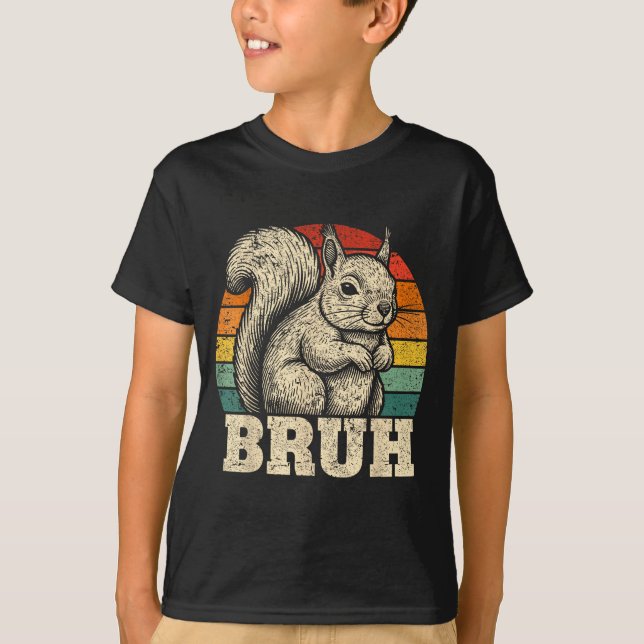 Camiseta Funny Graphic Tees Squirrel Bruh For Boys Girls Me (Frente)