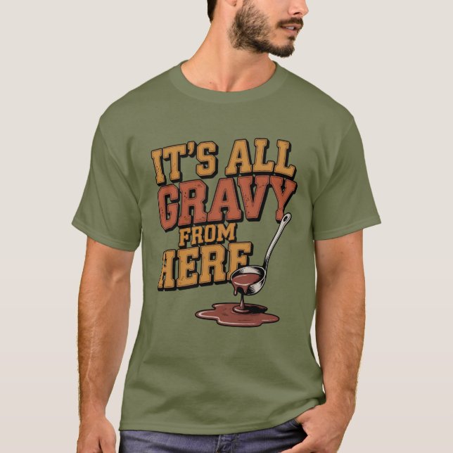 Camiseta Funny Gravy Thanksgiving  - Retro Foodie Tee (Frente)