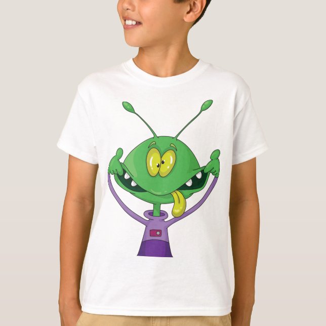 Camiseta Funny Green Alien Making Silly Face (Frente)