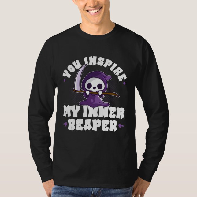 Camiseta Funny Grim Reaper, Inspire My Inner Reaper, Goth D (Frente)