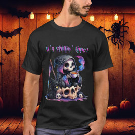 Camiseta Funny Grim Reaper Skeleton É tempo de calar