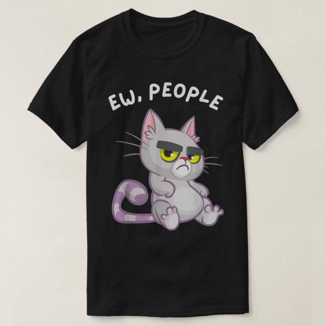 Camiseta Funny Grumpy Cat Anti Social Design (Frente do Design)