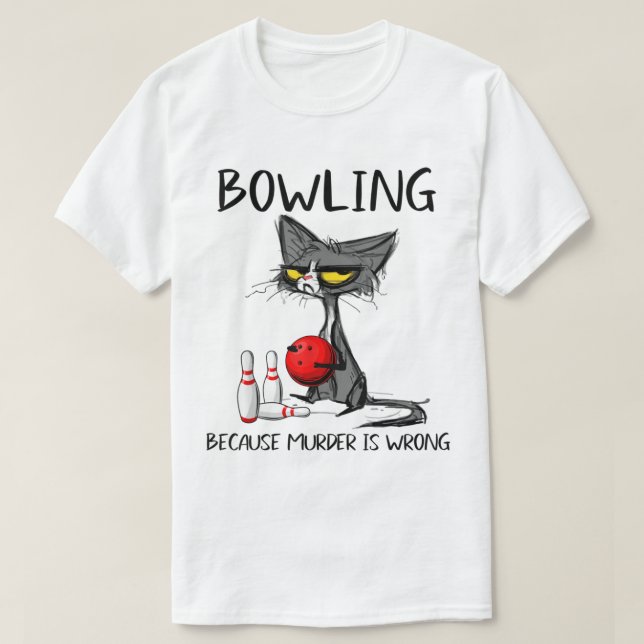 Camiseta Funny Grumpy Cat Bowling Humor Design (Frente do Design)
