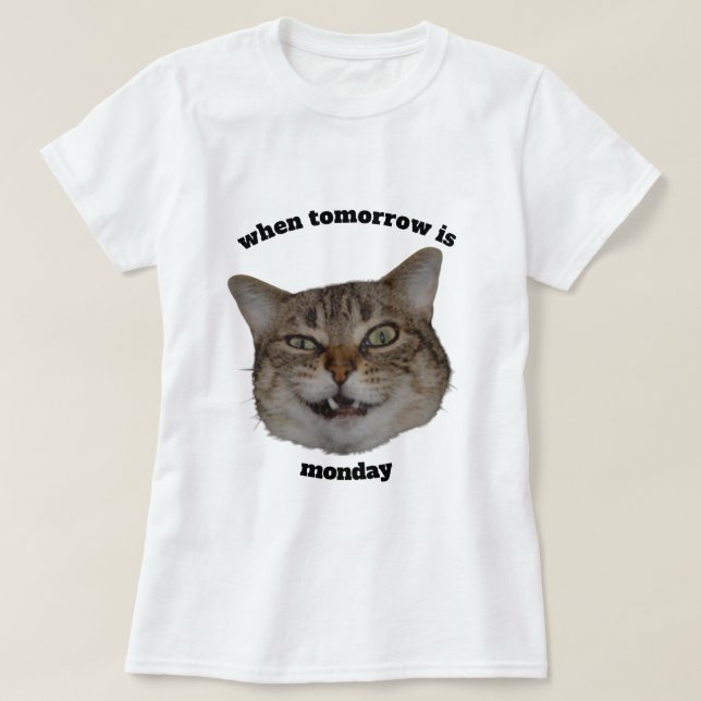 Camiseta Funny Grumpy Cat Custom When Tomorrow’s Monday  (Frente do Design)
