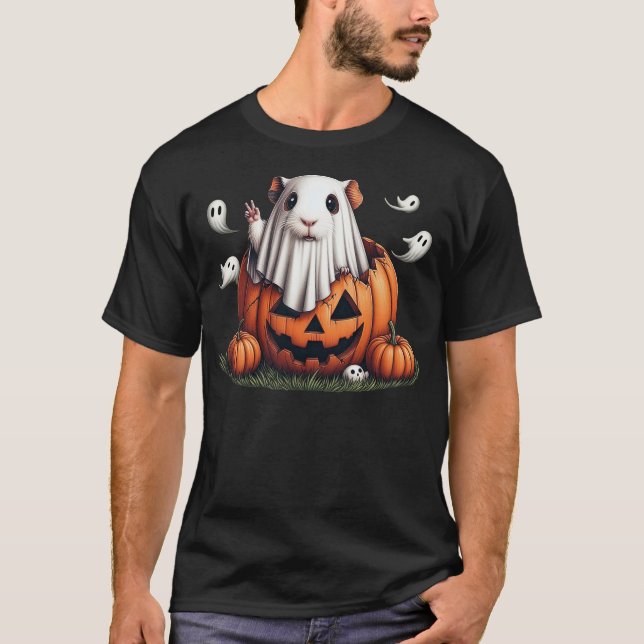 Camiseta Funny Guinea Pig Ghost Boo Halloween Womens Mens K (Frente)