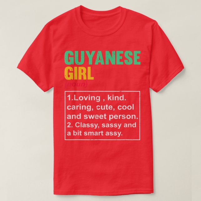 Camiseta Funny Guyanese Girl Definition British Pun Guyana  (Frente do Design)