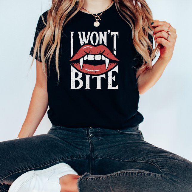 Camiseta Funny Halloween Eu Não Vou Morder Vampiro (Criador carregado)