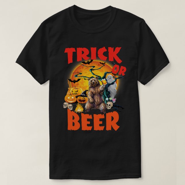 Camiseta Funny Halloween Tee Trick Or Beer costume gift56 (Frente do Design)