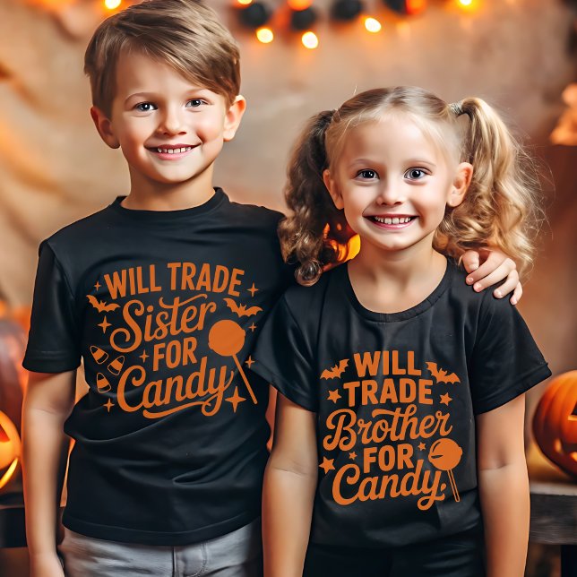 Camiseta Funny Halloween – Will Trade Brother for Candy (Criador carregado)