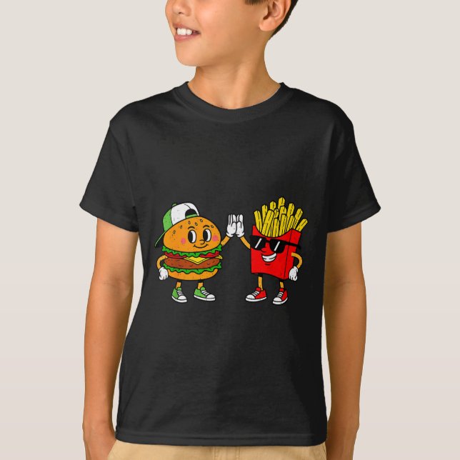 Camiseta Funny Hamburger French Fries Combo Snacks Fast Foo (Frente)