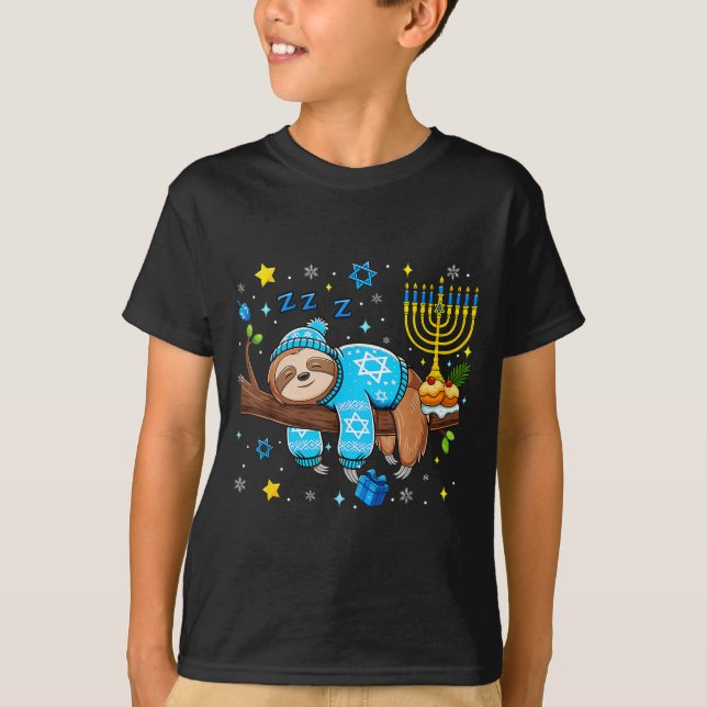 Camiseta Funny Hanukkah Sloth Jewish Chanukah Sleeng Hanukk (Frente)