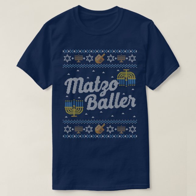 Camiseta Funny Hanukkah Ugly Sweater Presente Judeu Matzo B (Frente do Design)