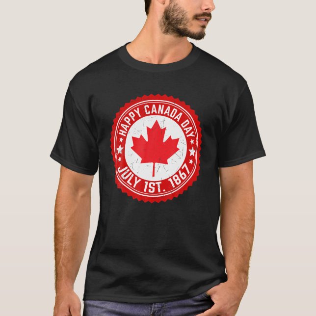 Camiseta Funny Happy Canada Day Julho 1867 Maple Leaf Canad (Frente)