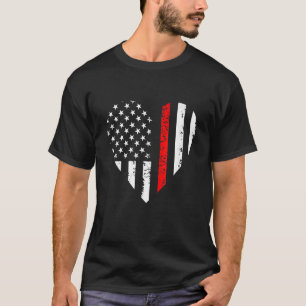Camiseta Funny Heart Firefighter Patriotic American US Flag