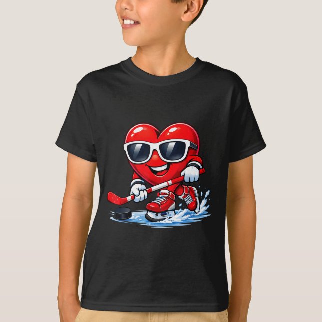 Camiseta Funny Heart Playing Hockey Apparel  (Frente)