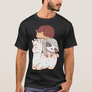 Camiseta Funny Hedgehog Andando Sloth Andando Llama