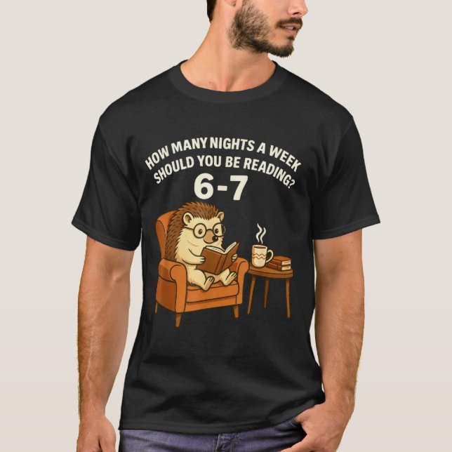Camiseta Funny Hedgehog Reading Book 67 Six Seven Meme  (Frente)