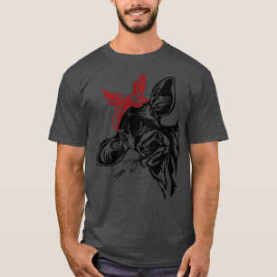 Camiseta Funny Heifer Red Bandana Nibbling Rice Fazenda