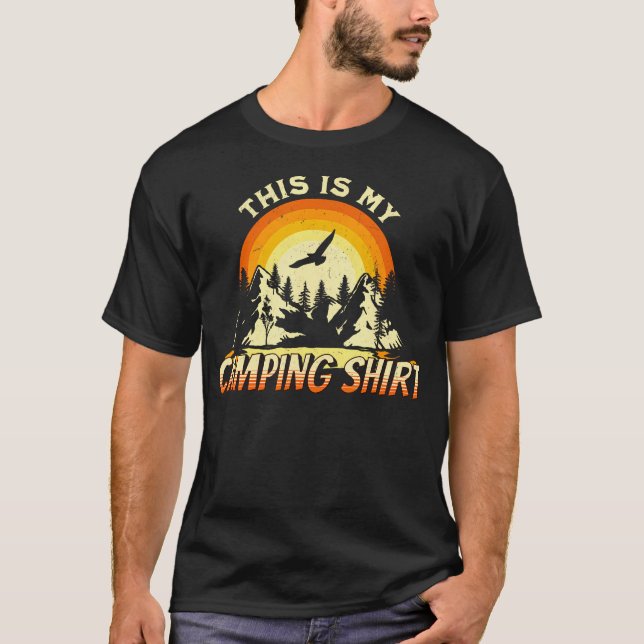 Camiseta Funny Hiking Outdoors This Is My Camping Shirt Ret (Frente)