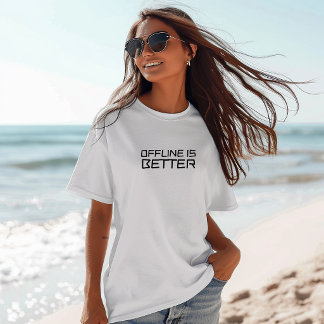 Camiseta Funny hiking shirt offline is better black