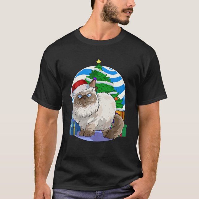 Camiseta Funny Himalayan Cat Santa Christmas Tree Decor (Frente)