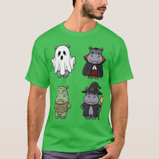 Camiseta Funny Hippo Spooky Ghost Boo Horror Pumpkin Hippo 