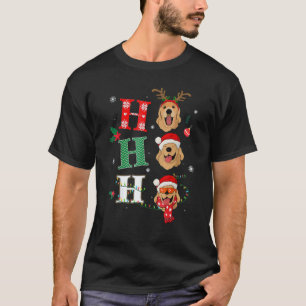 Camiseta Funny Ho Ho Ho Retrievers Golden Fantasia de Natal