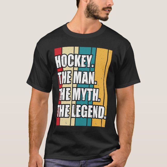 Camiseta Funny Hockey The Man The Myth The Legend Retro Vin (Frente)