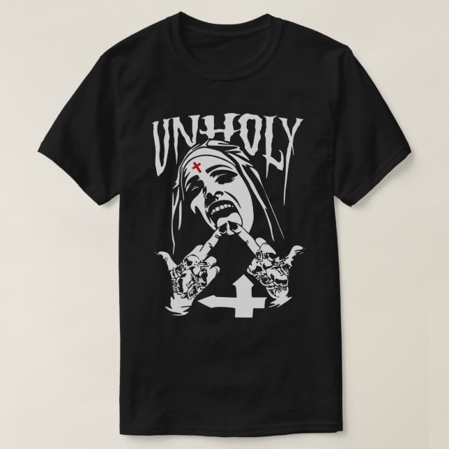 Camiseta Funny Horror Unholy Nun (Frente do Design)
