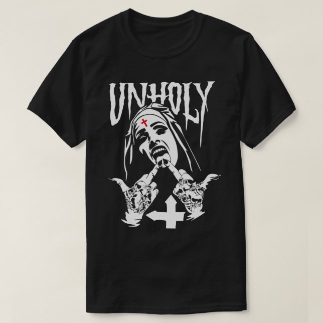 Camiseta Funny Horror Unholy Nun  (Frente do Design)
