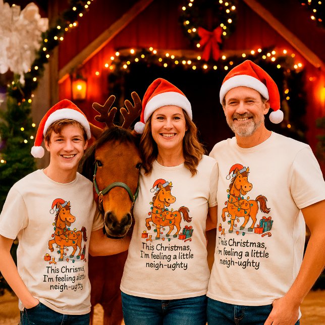 Camiseta Funny Horse Christmas Farm – Custom Name (Criador carregado)