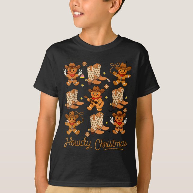 Camiseta Funny Howdy Christmas Gingerbread Cowboy Rodeo Wes (Frente)