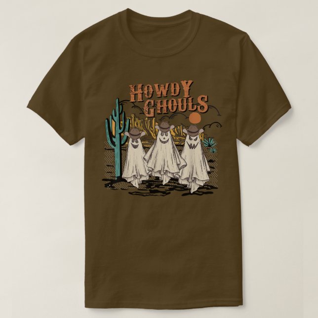 Camiseta Funny Howdy Ghouls Western Halloween Fall Ghosts W (Frente do Design)