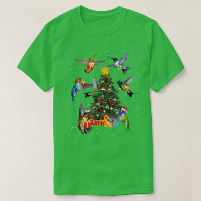 Camiseta Funny Hummingbird Christmas Tree Hummingbird Lover (Frente do Design)