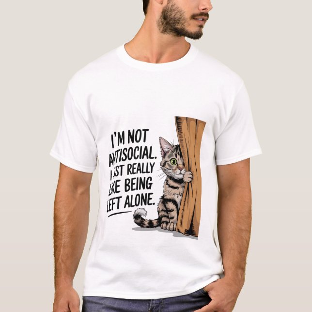 Camiseta Funny Introvert Cat "Leave Me Alone" Sassy🐈🚪 (Frente)