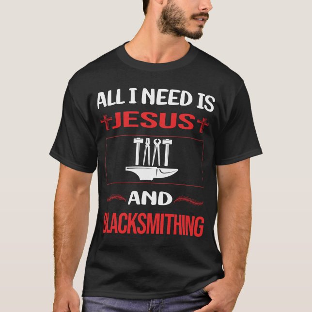 Camiseta Funny Jesus Blacksmithing Blacksmith (Frente)
