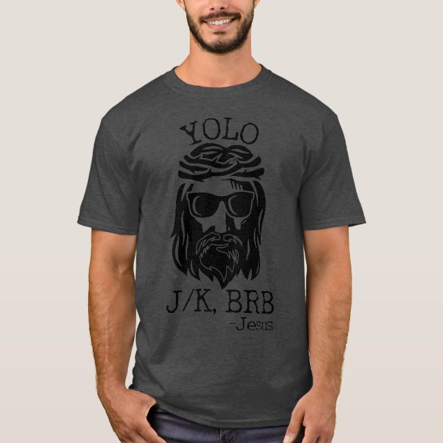 Camiseta Funny Jesus Páscoa YOLO JK BRB Premium (Frente)