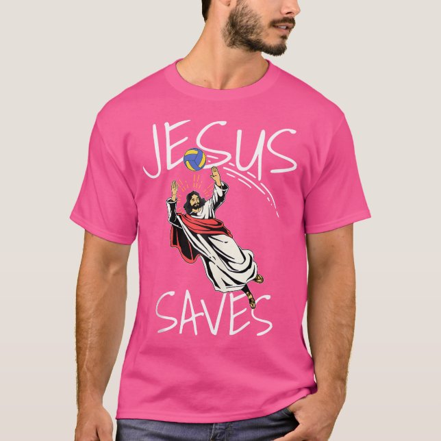 Camiseta Funny Jesus salva a equipe de voleibol (Frente)