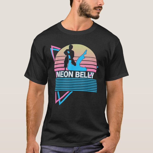 Camiseta Funny Jiu Jitsu BJJ Retro Neon Belly (Frente)