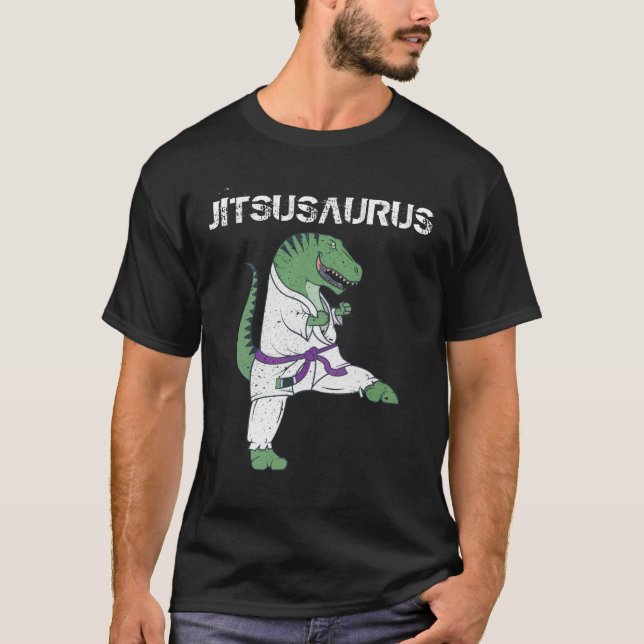 Camiseta  Funny Jujitsu -T-Rex Jiu Jitsu Black Belt present (Frente)