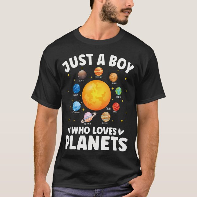 Camiseta Funny Just A Boy Who Loves Planets Solar Star Syst (Frente)